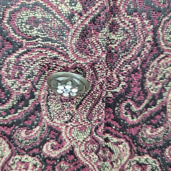 Vintage 8P Petite Womens Tapestry Skirt Set Burgundy Gold Medallion Jacquard - Picture 10 of 16